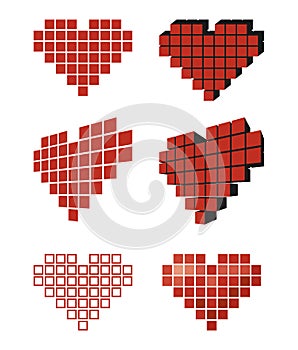 Heart valentine icon set