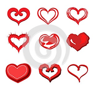 Heart valentine icon set vector