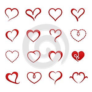 Heart valentine icon set