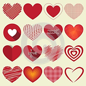 Heart valentine icon set vector illustration