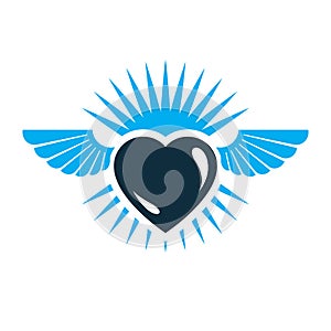 Heart vector graphic illustration, love and freedom metaphor symbol.