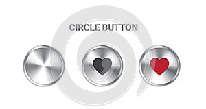 Heart Vector Icon Symbol Circle Button Design for love Valentine Day Sign Greeting Card or Website on White isolated Background