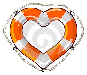 Heart vector isolated lifebuoy