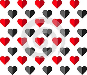 Heart vector seamless pattern on white background, illustration graphic for Valentine`s Day, mothers day, wedding invitation card.