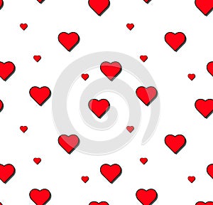 Heart vector seamless pattern on white background, illustration graphic for Valentine`s Day, mothers day, wedding invitation card.