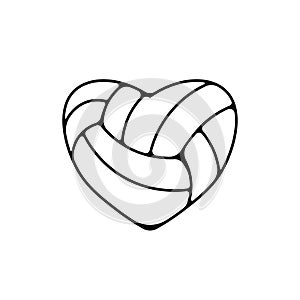 Heart volleyball ball outline icon