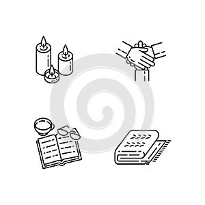 Heart-warming style linear icons set photo
