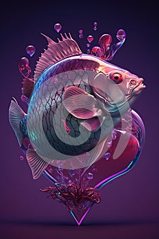 Heart of Water with Fish Inside - Made with Generative AI