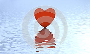 Heart on water with reflection