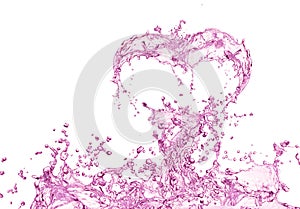 Heart from water splash with bubbles