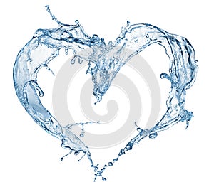 Heart from water splash with bubbles