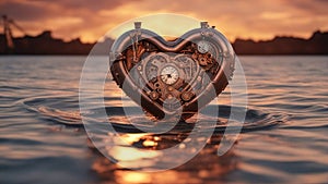 heart in water A steampunk love background with a heart on water. The heart is a scientific invention