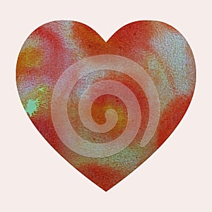 heart watercolor red orange circle abstract for design