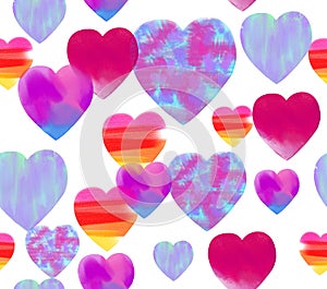 Heart watercolor seamless pattern