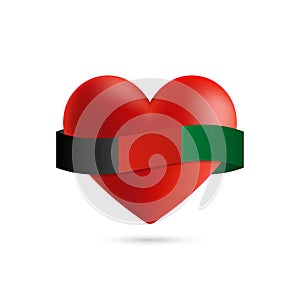 Heart with waving Afghanistan flag. Vector illustration.