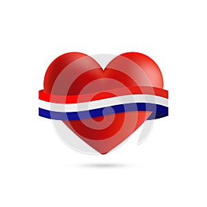 Heart with waving Croatia flag. Vector illustration.