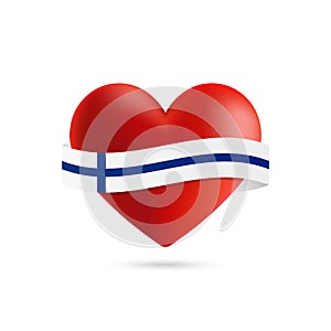 Heart with waving Finland flag. Vector illustration.