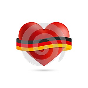 Heart with waving Germany flag. Vector illustration.