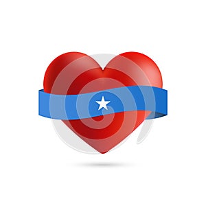 Heart with waving Somalia flag. Vector illustration.
