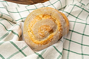 Heart on Wheat Bread, Heart Shaped Bun on Wooden Table