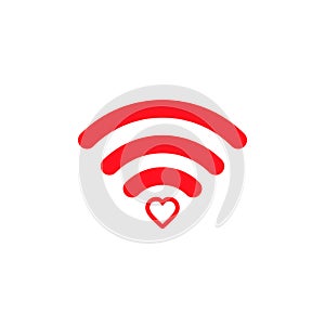 Heart wifi. Vector heart connect icon in flat style. Heart signal. Love connection. Wifi hotspot signal. Love signal. Wifi sign