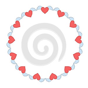 heart with wings art drawn round frame