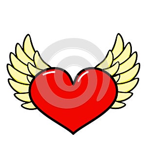 Heart, wings icon. Line art. White background. Social media icon. Business concept. Sign, symbol, web element.