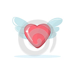 Heart with wings icon. Valentine day celebration