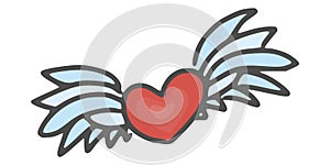heart with wings simple drawing for holiday vector