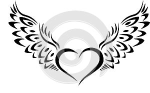 Heart With Wings Tribal Tattoo