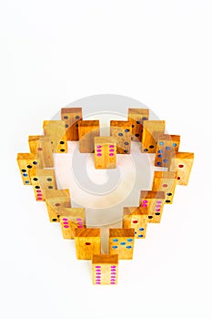 Heart wooden dominos isolated