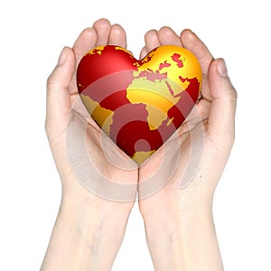 Heart world in hands