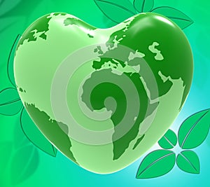 Heart World Shows Valentine Day And Earth