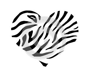 Heart with zebra print texture pattern