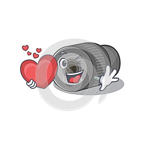 With heart zoom lens cartoon shape in character