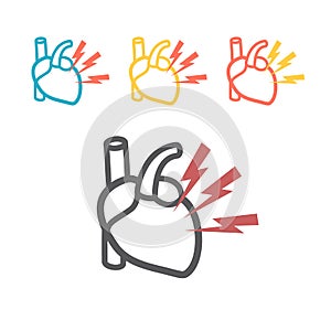 Heartache line icons. Vector for web graphics.