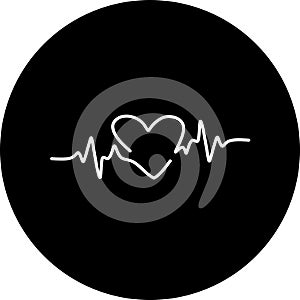 Heartbeat in black circle icon. Heart pulse. cardiogram. Beautiful healthcare, medical. Modern simple design. Icon, sign or logo.