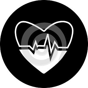 Heartbeat in black circle icon. Heart pulse. cardiogram. Beautiful healthcare, medical. Modern simple design. Icon, sign or logo.