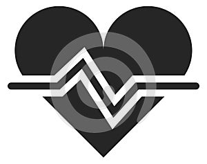 Heartbeat black icon. Cardio signal. Health symbol