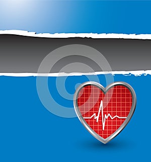 Heartbeat on blue ripped advertisement