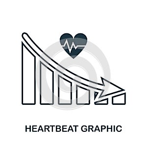 Heartbeat Decrease Graphic icon. Mobile app, printing, web site icon. Simple element sing. Monochrome Heartbeat Decrease Graphic i