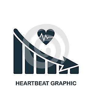Heartbeat Decrease Graphic icon. Mobile app, printing, web site icon. Simple element sing. Monochrome Heartbeat Decrease