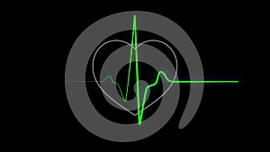 Heartbeat flatline. EKG or ECG heart rate on medical display screen