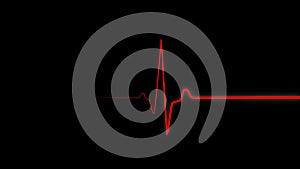 Heartbeat flatline. Red heartbeat line on EKG screen