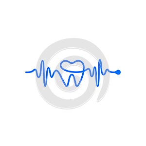 Heartbeat Forms Teeth Silhouette Logo Design