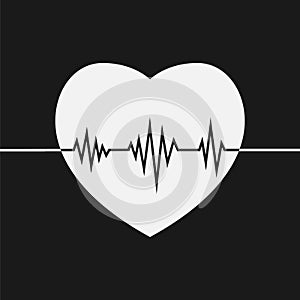 Heartbeat heart beat pulse flat icon for medical apps and websites