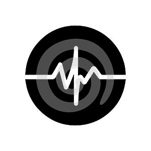 Heartbeat icon. Black heart rate symbol isolated. Medikal EKG symbol.