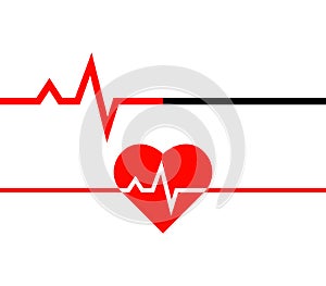Heartbeat icon. Heart beat line in linear style. Medical icon. Vector