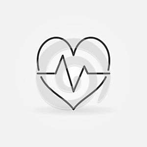 Heartbeat icon in minimal outline style. Vector heartrate symbol