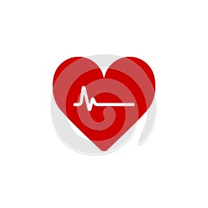 Heartbeat Line Heart Cardio. Heart flat solid vector icon.